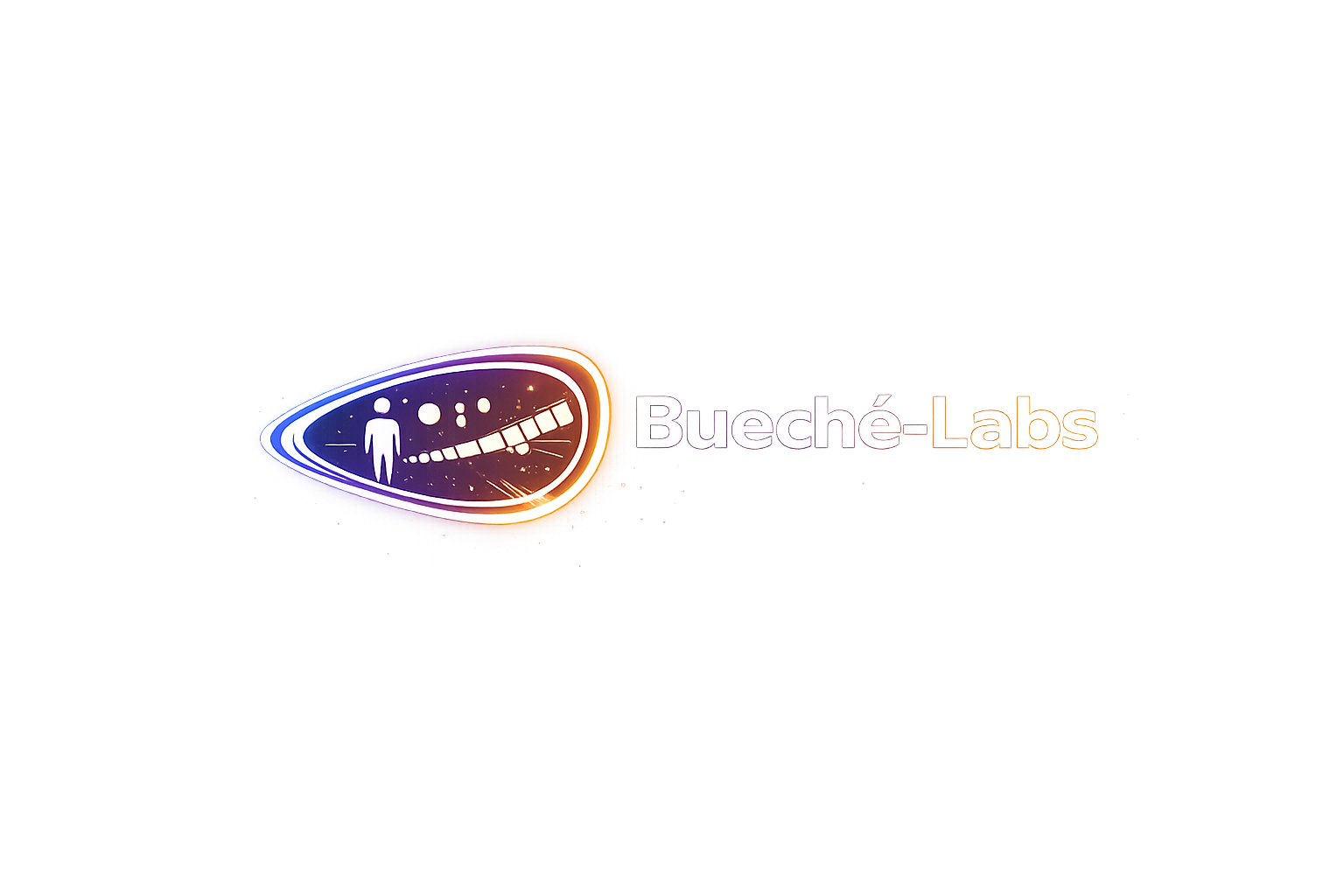 Bueché-Labs — artificial magnetosphere sheltering a human figure and the modular Spine